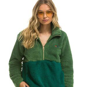 Aviator Nation Green Teddy Fleece Half Zip